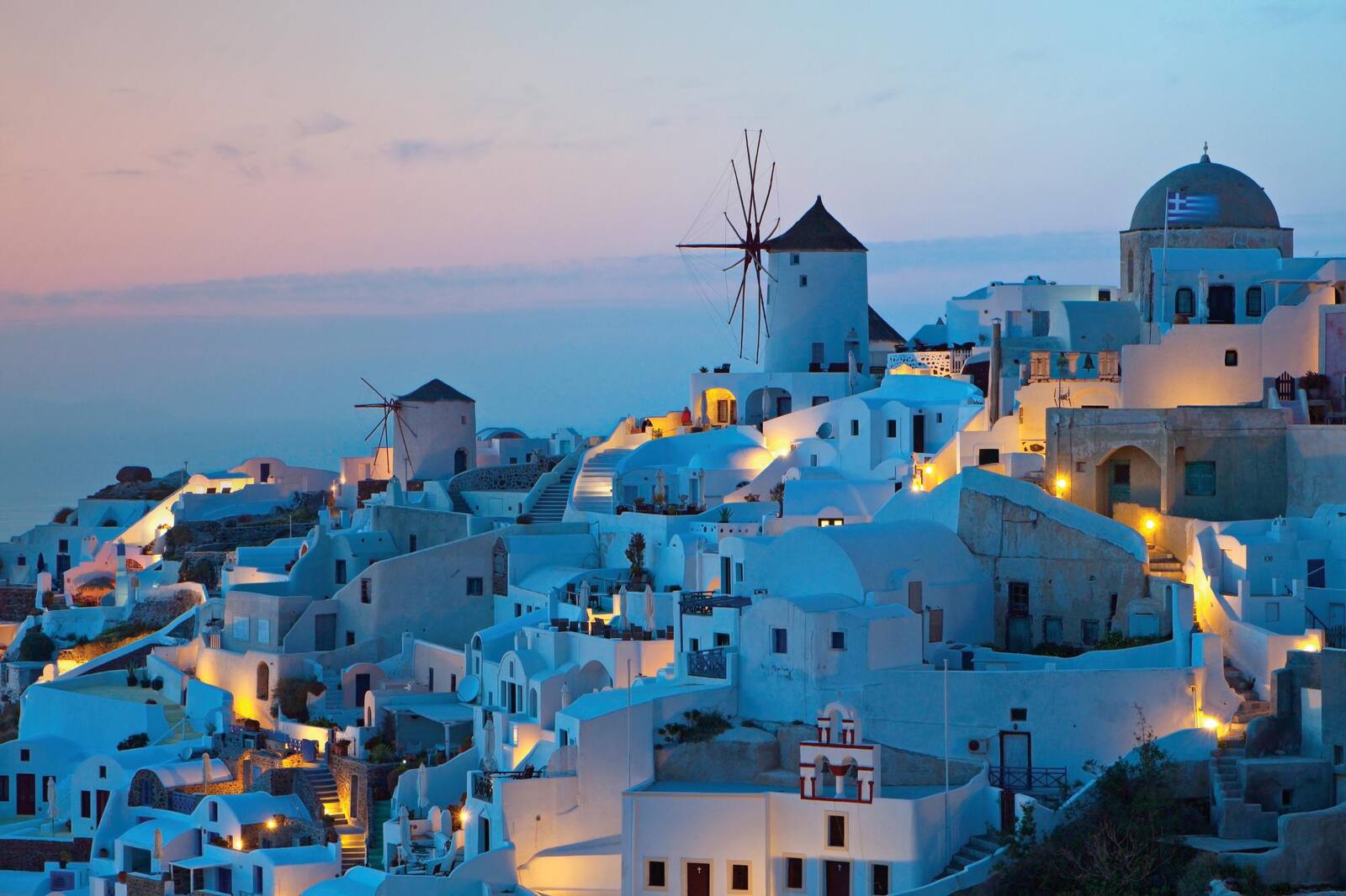 A whitewashed village on the cliffs of Santorini
